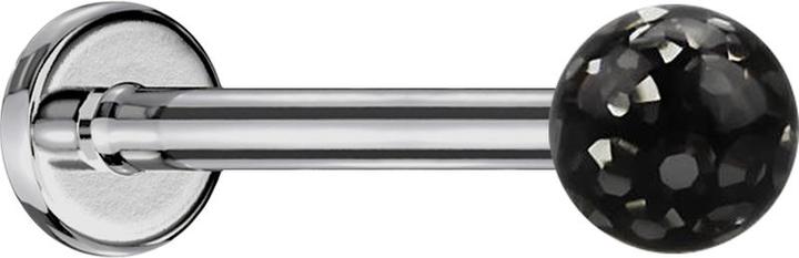 Immagine prodotto Star Piercing Micro Labret argento con sfera di cristallo nera e strato protettivo epossidico (senza ottone, Titanio)