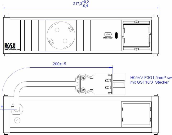 Actual product image Bachmann CONI 1xCEE7/3 1xUSB C 30W earthing contact GST18 plug (1x, CEE 7/3)