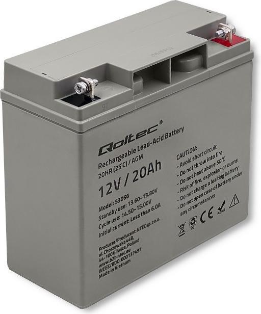 Qoltec 53066 AGM battery 12V 20Ah max. 300A