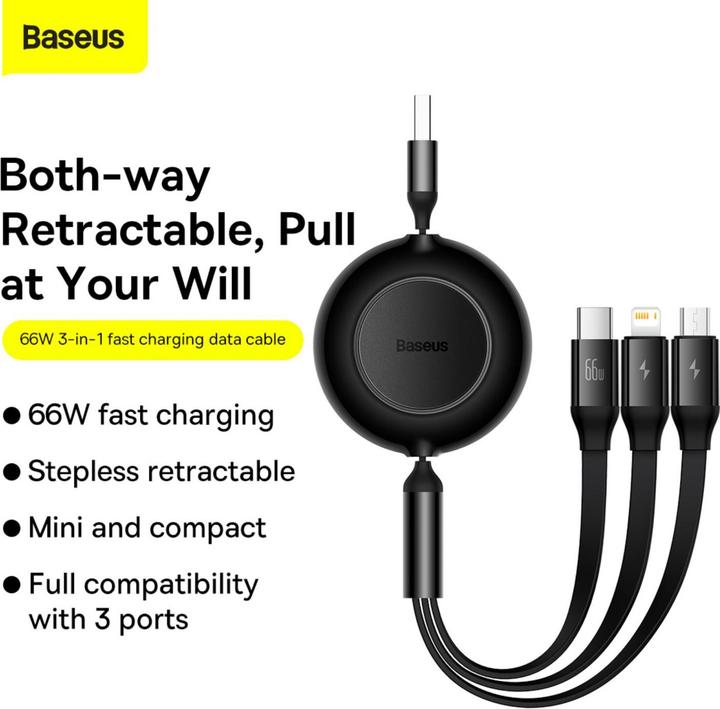 Produktbild Baseus 3 in 1 USB Ladekabel (1.10 m, USB 3.2 Gen 1, 66 W)