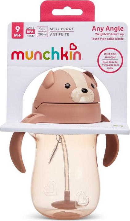 Munchkin Trinkhalmtasse Tip & Sip 296ml Tropf Stop Dog (296 ml)