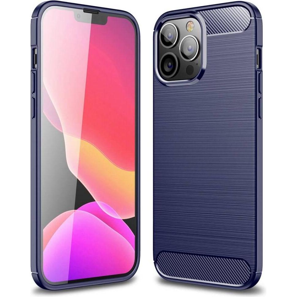 Cover-Discount iPhone 14 Pro Max - Metall Carbon Look Hülle dunkelblau (Apple iPhone 14 Pro Max), Smartphone Hülle, Blau