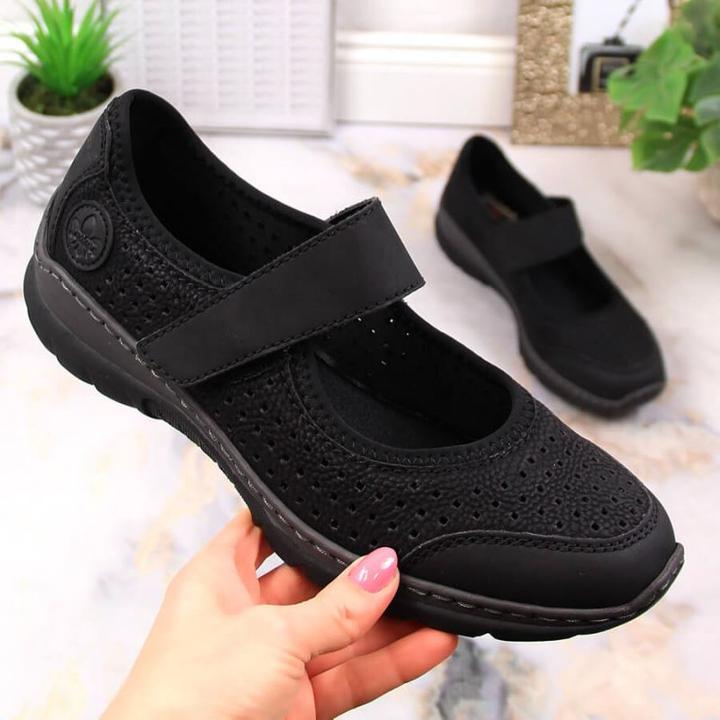 Image du produit Rieker Bequeme Lochmuster-Schuhe, schwarz (38)