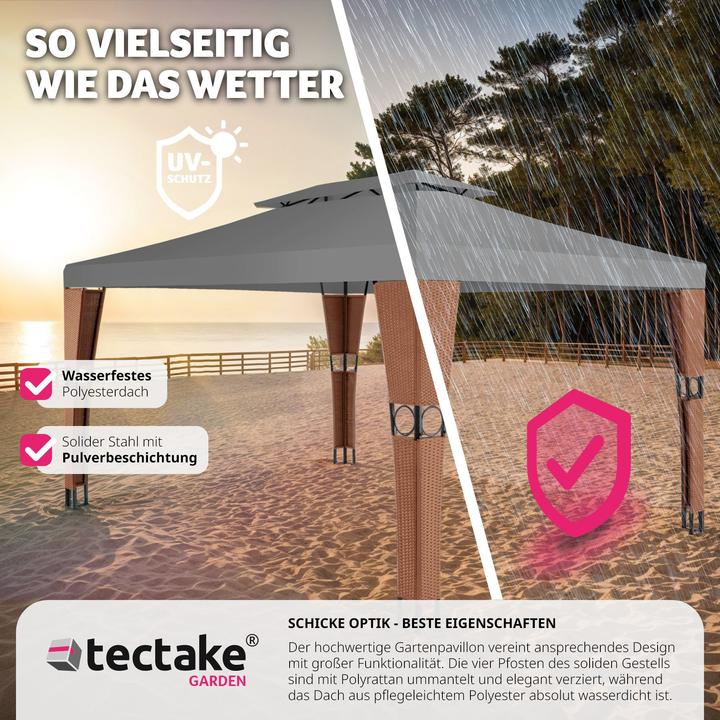 Immagine prodotto tectake Gazebo da giardino in rattan Mona 3x4m (400 cm, 300 cm)