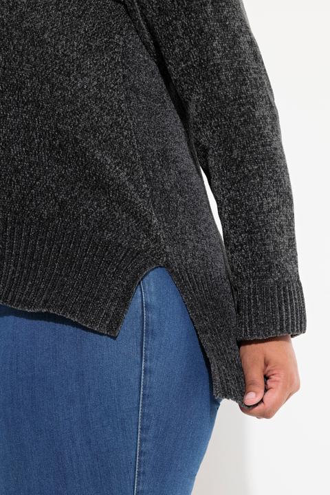 Produktbild Ulla Popken Chenille-Hoodie, Kapuze, Kordel, Langarm (50, 52)