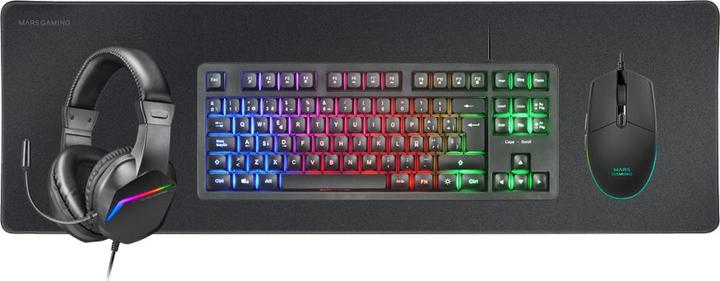 Actual product image Mars Gaming PACK GAMER 4EN1 (CLAVIER/SOURIS/CASQUE/TAPIS) MCP-RGB3 (NOIR) (FR, Cable)