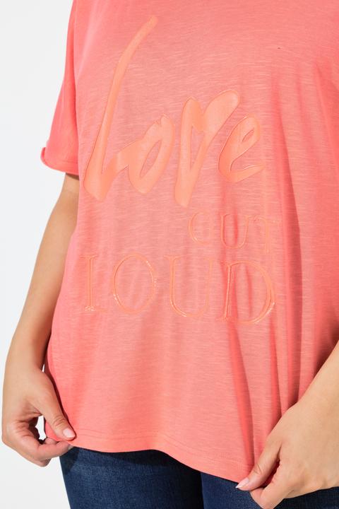 Image du produit Ulla Popken T-shirt oversize avec message, manches courtes et décolleté rond (54)