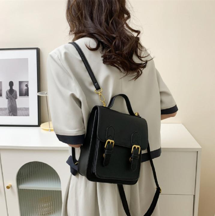 Image du produit Only-Bags.Store Sac à dos cartable en cuir végétalien, sac à dos cartable à 3 voies, sac à dos Preppy, sac à main