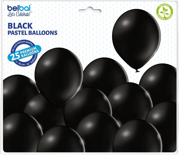 Actual product image Belbal 25 Decorative Round Balloons Ø 33 cm BLACK (25 x)