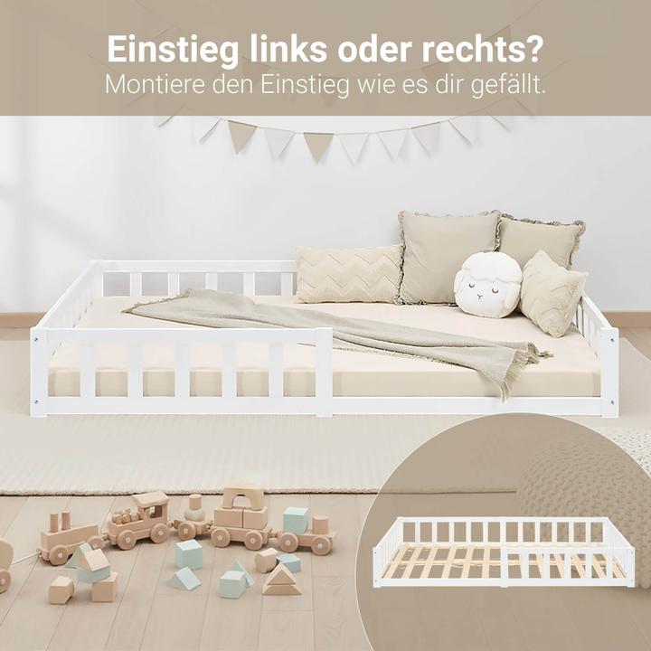 Immagine prodotto Homestyle4u Kinderbett mit Matratze & Lattenrost Rausfallschutz (120 x 200 cm)