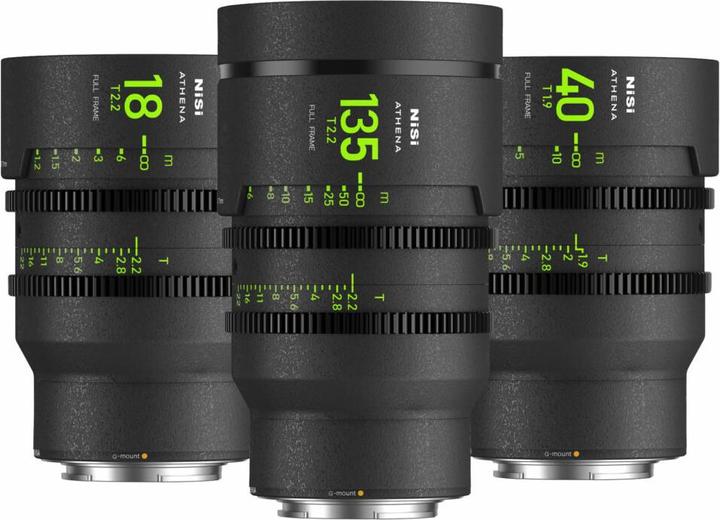 Immagine prodotto Nisi Kit di obiettivi cinema full frame ATHENA PRIME - 18 mm T2.2, 40 mm T1.9, 135 mm T2.2 + custodia (Full frame)