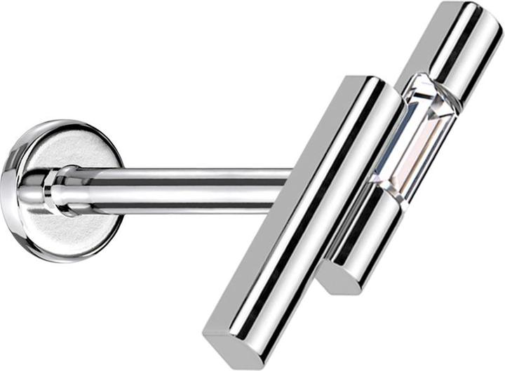 Produktbild Star Piercing Micro Threadless Labret silber zwei Balken silber Kristall silber (Messing, Chirurgenstahl 316L)