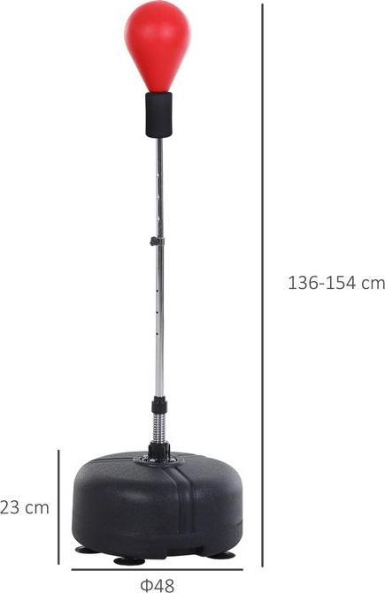 Immagine prodotto Swisshandel24 Punchingball mit Ständer, 136-154 cm höhenverstellbar Boxsack, Standboxball Rot (24 cm)