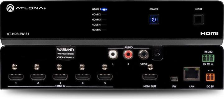 Actual product image Atlona AT-HDR-SW-51 5 x 1 4K/HDR HDMI 2.0b Switcher
