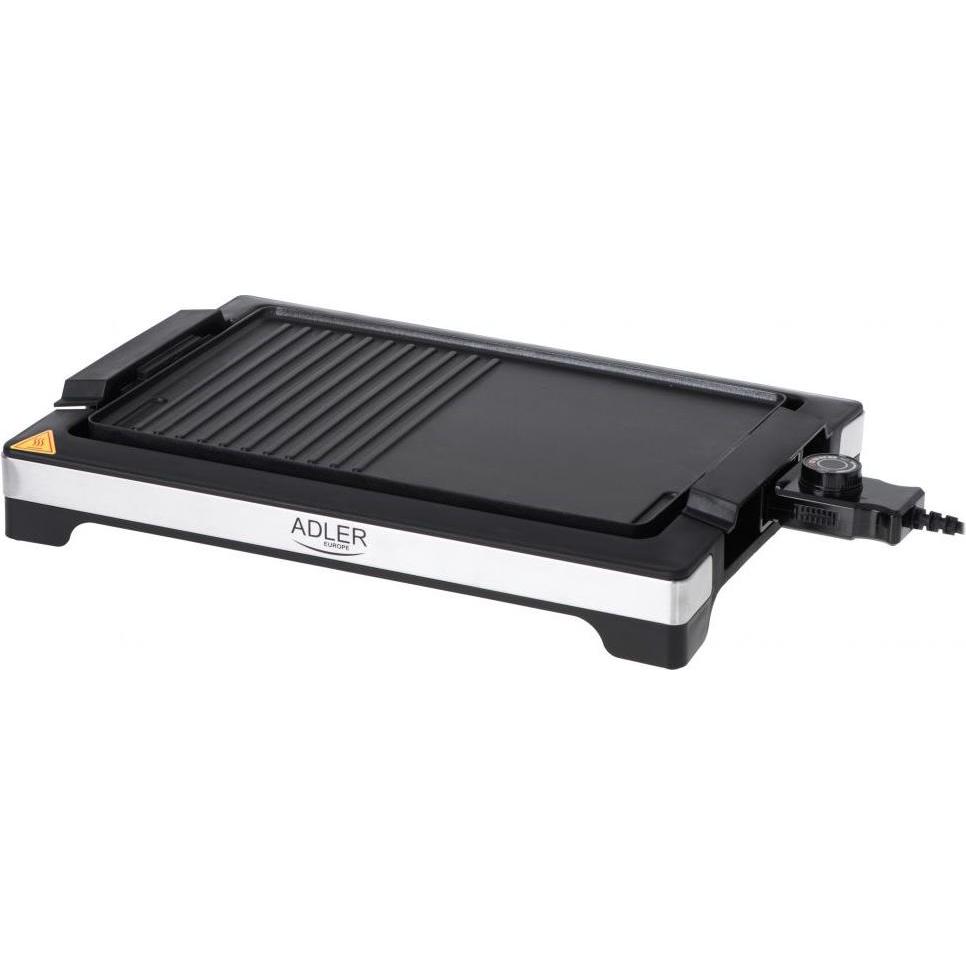 Adler AD 6614 Table Grill, Power 3000 W, Heating plate with non-stick coating, Black, Tischgrill, Schwarz