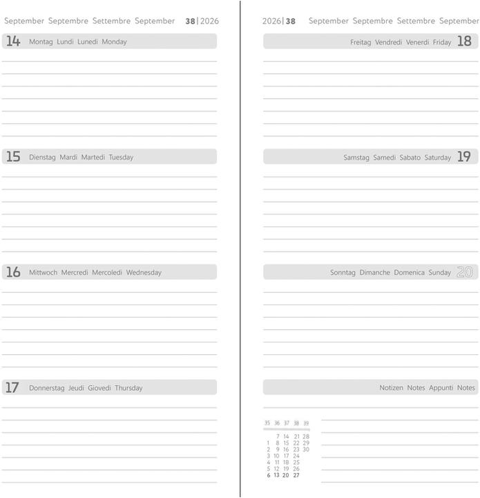 Produktbild Simplex Wochenagenda Ladytimer Moon 87 x 15.3 cm, 2026, Mehrfarbig (87 x 153 mm, 1 Woche / 2 Seiten)