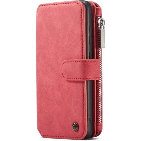 Caseme Leder Etui mit Portemonnaie (Samsung Galaxy S20+), Smartphone Hülle, Rot