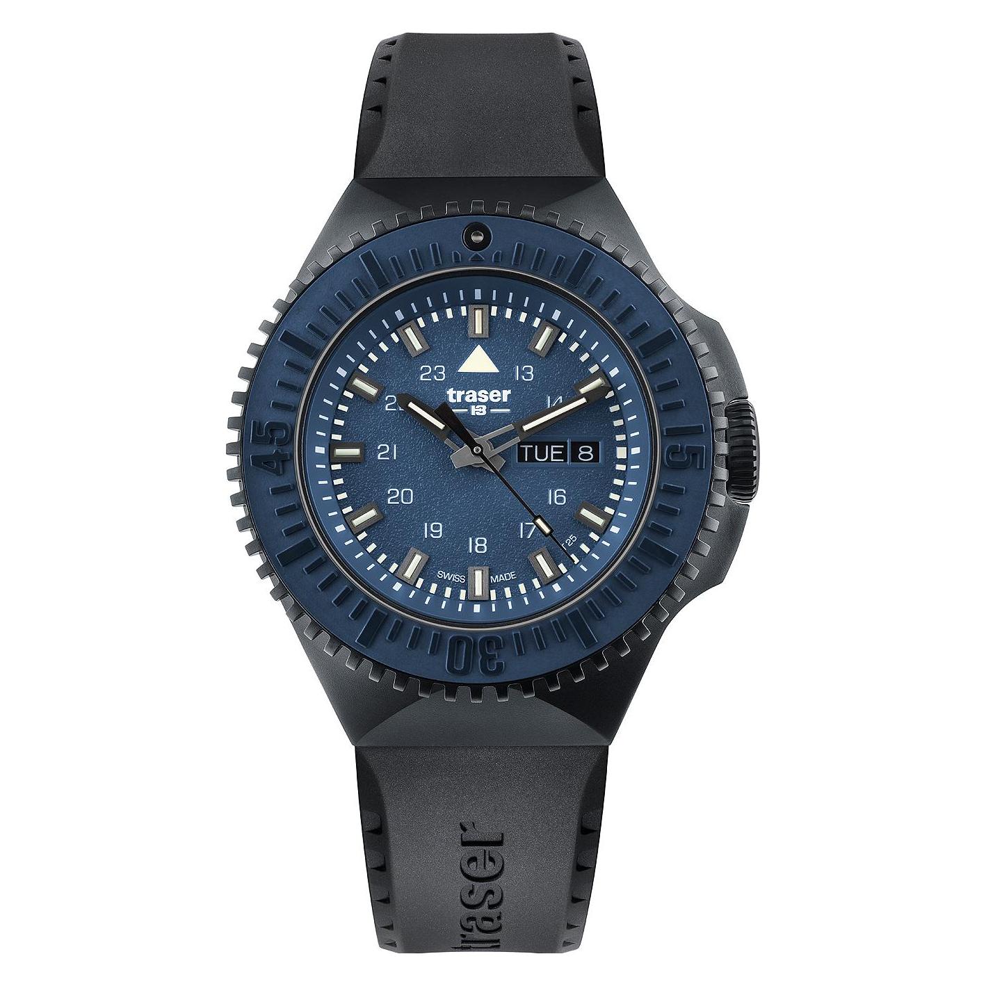 Traser, Armbanduhr, P69 Black Stealth, Blau, (Taucheruhr, 46 mm)