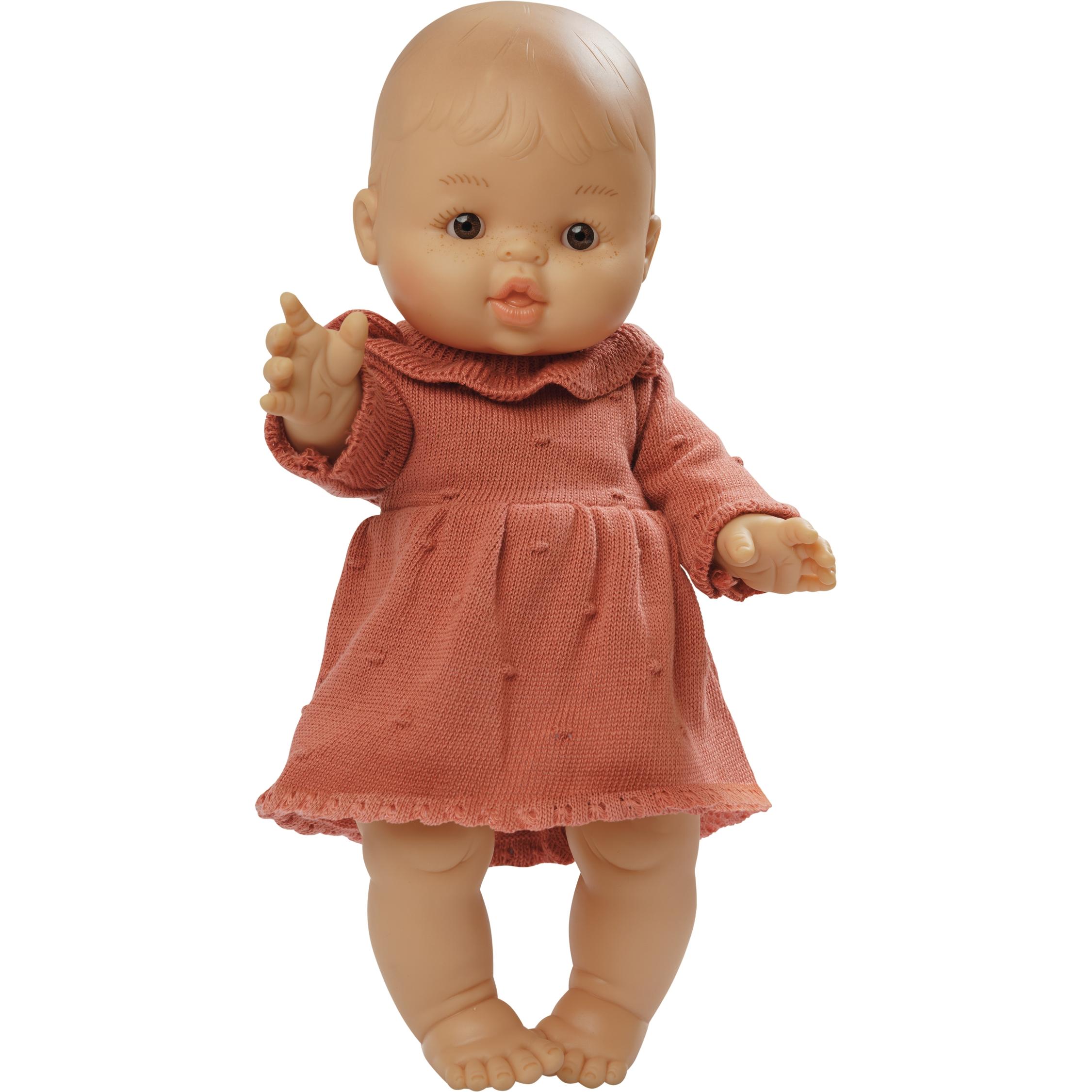 Thumbnail - Heless Puppen-Strickkleid aus 100 % Bio-Baumwolle, pfirsich, Gr. 35-45 cm