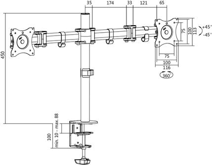 Actual product image LogiLink 2-fold monitor desk mount (Table, 27", 8 kg)