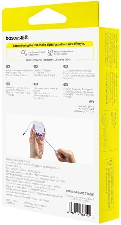 Produktbild Baseus Free2Pull retractable USB-C / Lightning cable 20W 1m - purple (1 m, 20 W)