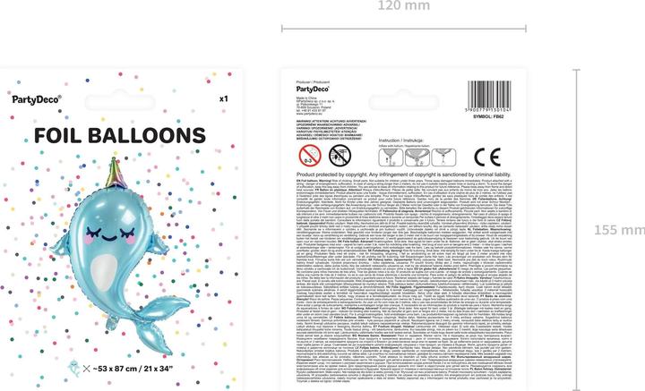 Image du produit Partydeco Ballon Narval (87cm) (1 x)