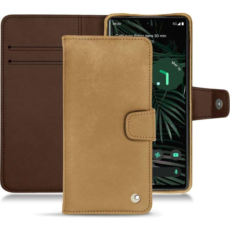 Noreve Lederschutzhülle Wallet (Google Pixel 6 Pro), Smartphone Hülle, Braun