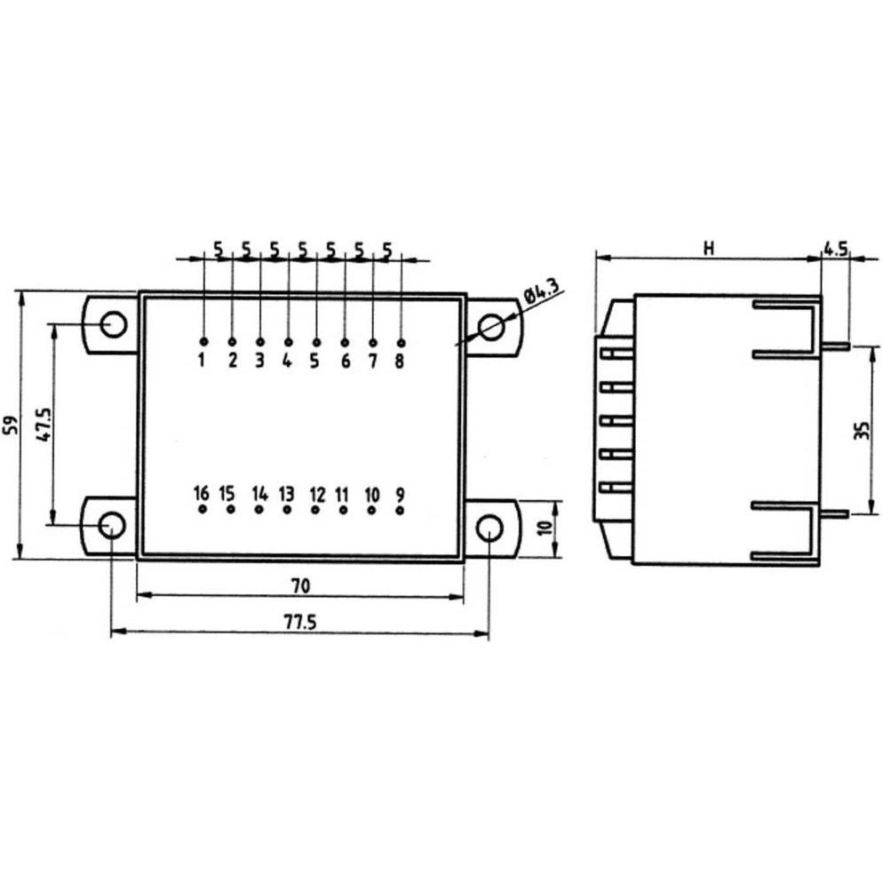 Thumbnail - Weiss Elektrotechnik EI 66-Printtransformator 50 VA, Transformator