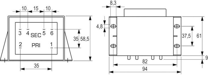 Actual product image Block EI 66/34.7 Print transformer VCM 50 VA