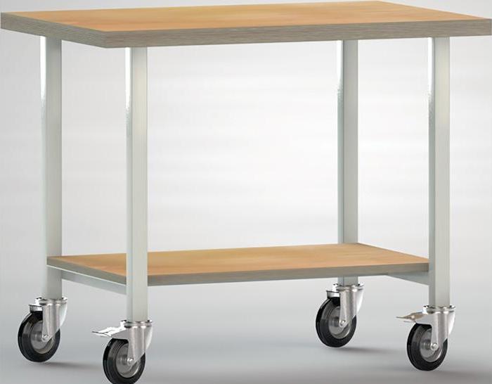 KLW Beistell-Werkbank 1000 x 700 x 840 mm mit 4 Lenkrollen (120 cm, 70 cm)