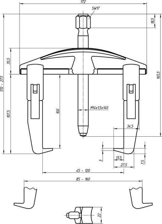 Actual product image Gedore .04/A Universal puller 2-arm 30x00