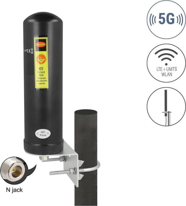 Produktbild Delock 5G LTE Antenne N Buchse 3 - 5 dBi omnidirektional Wan (5G, GSM, Lora, WLAN)