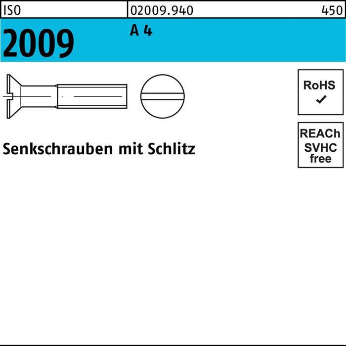 Produktbild Senkschraube ISO 2009 m.Schlitz M 4 x 10 A 4 (1000 Schrauben pro Stück)