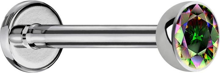 Actual product image Star Piercing Micro Threadless Labret silver hemisphere with crystal dark multicolour (Titanium, without brass)