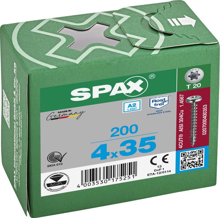 Produktbild Spax A2 Halbrundkopf T-Star Plus T20 Vollgewinde (200 Schrauben pro Stück)