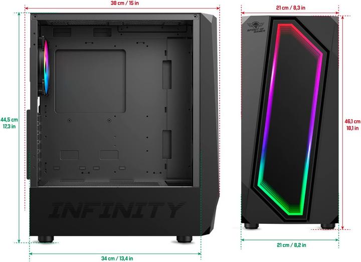 Produktbild Spirit Of Gamer Boitier Moyen Tour Atx Infinity RGB Avec Panneaux Vitrés (Noir) (ATX, mATX, Mini-ITX)