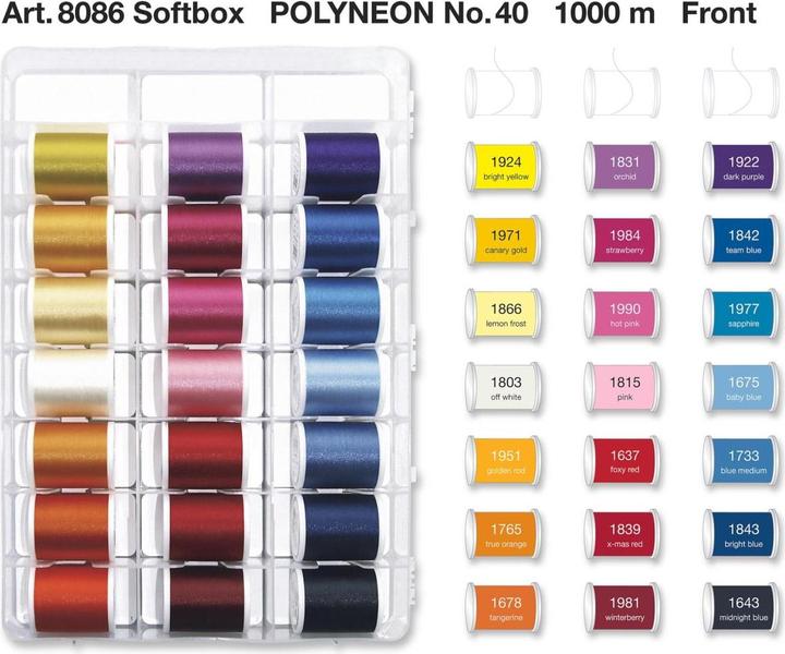 Image du produit Madeira Fil à broder Polyneon 40 valise (1000 m)