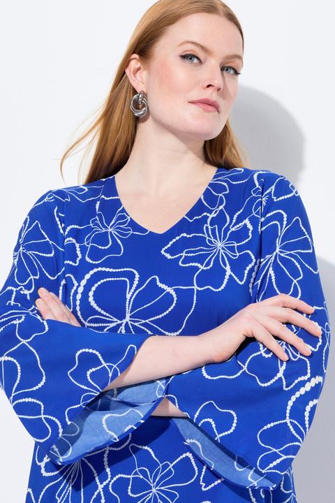 Produktbild Ulla Popken Shirtbluse, doppellagig, V-Ausschnitt, Langarm (58)