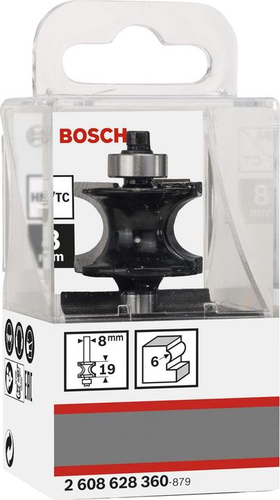 Produktbild Bosch Professional Zubehör Halbstabfräser, 8 mm, R1 6 mm, L 19 mm, G 63 mm