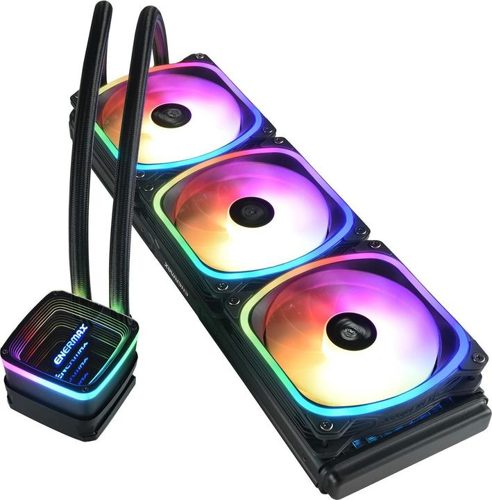 Actual product image Enermax AQUAFUSION ADV ARGB 360 AIO CPU water cooling Intel LGA1700 AM5 Ready 350W+ TDP 3x 120mm PW