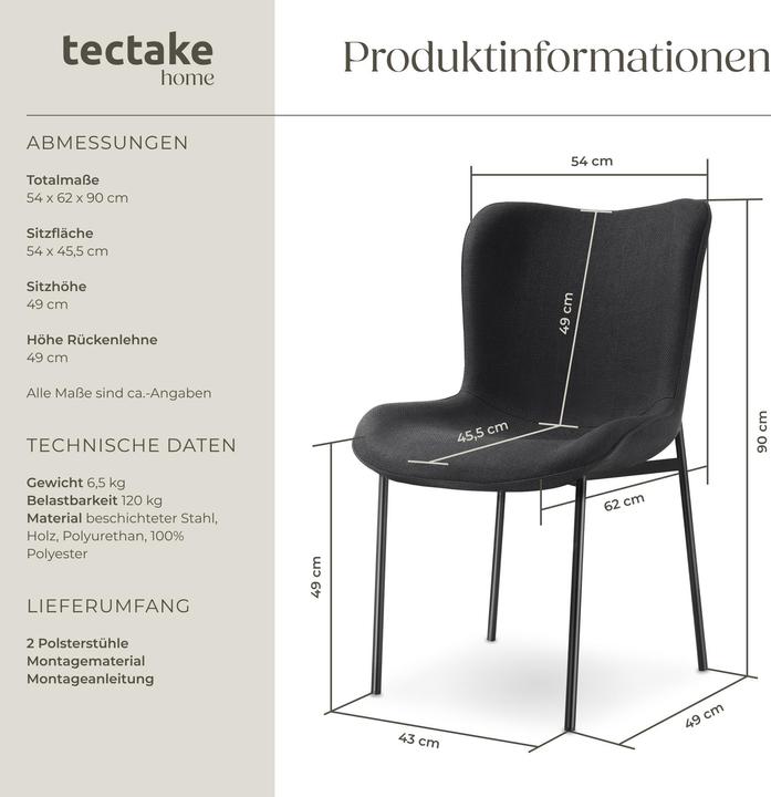 Immagine prodotto tectake Polsterstuhl Tessa