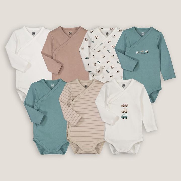 Actual product image La Redoute Collections 7-pack wrap-around bodysuits with long sleeves (86)