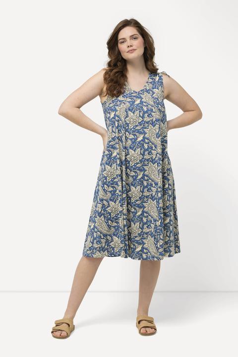 Image du produit Ulla Popken Robe midi à motif cachemire en coton bio, décolleté en V. Sans manches (46, 48)