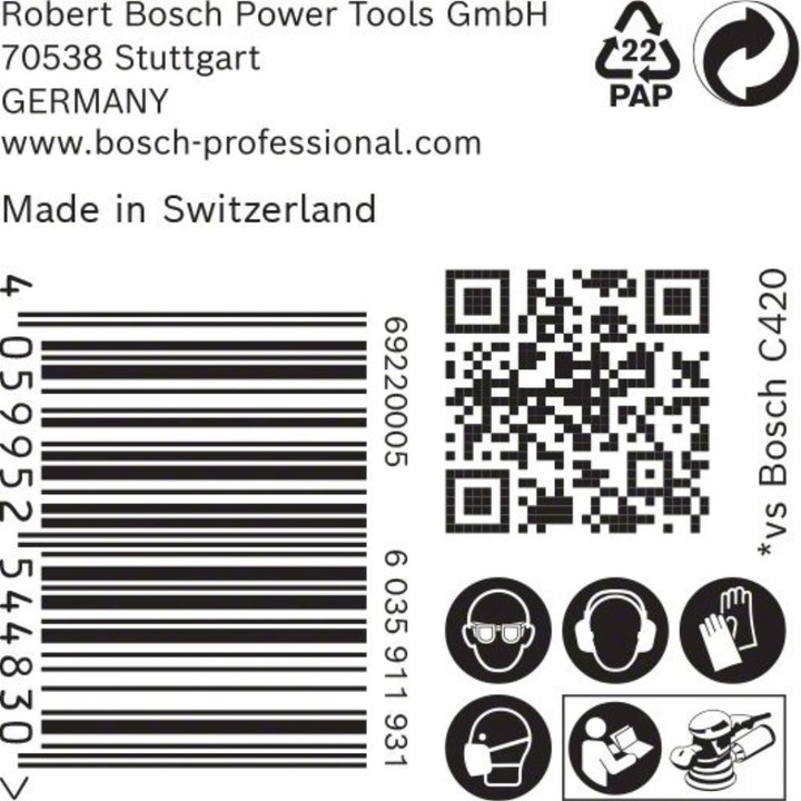 Image du produit Bosch Professional Zubehör EXPERT C470 Papier abrasif multi-trous pour ponceuse excentrique, 150 mm, G 400, 50 pcs. (400)