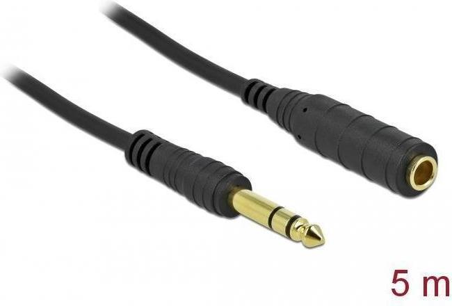 Immagine prodotto Delock Cavo di prolunga jack 6,35 mm 3 pin maschio a femmina 5 m nero (5 m, Estensione)