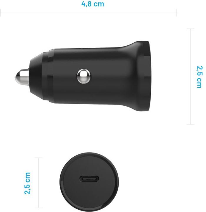 Actual product image Fixed Super Fast Car Charger USB-C 30W PD Black