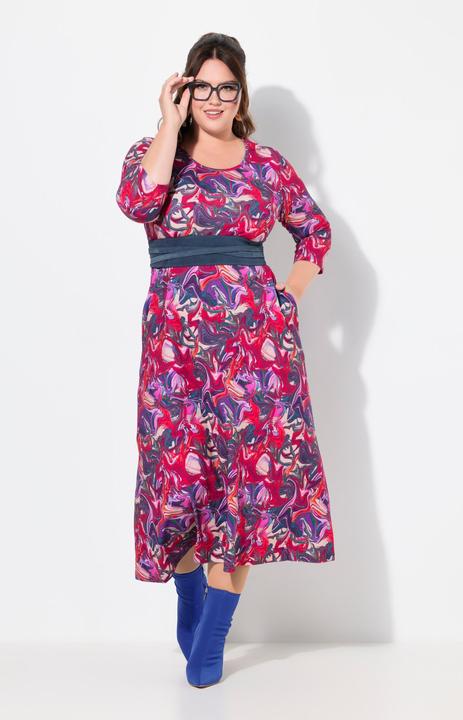 Produktbild Ulla Popken Jerseykleid, A-Linie, Rundhals, 3/4-Arm, Taschen (68)