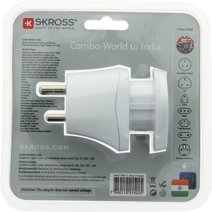 Productafbeelding Skross Combo World - India