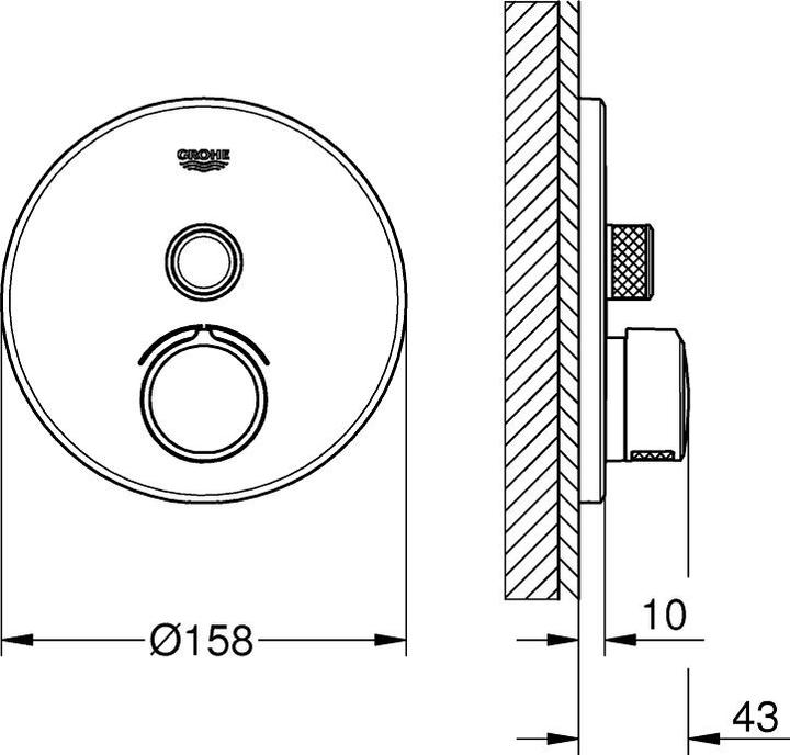 Produktbild Grohe UP-Mischer SMARTCONTROL mit 1 Absperrventil chrom