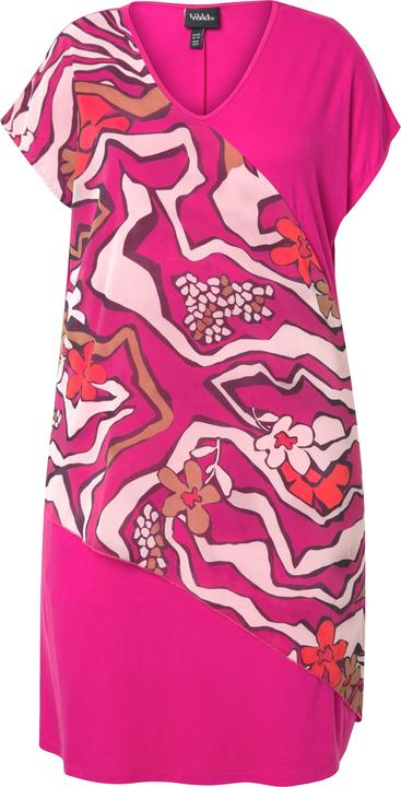 Produktbild Ulla Popken Jerseykleid, Chiffon-Überwurf, V-Ausschnitt, Halbarm (62)